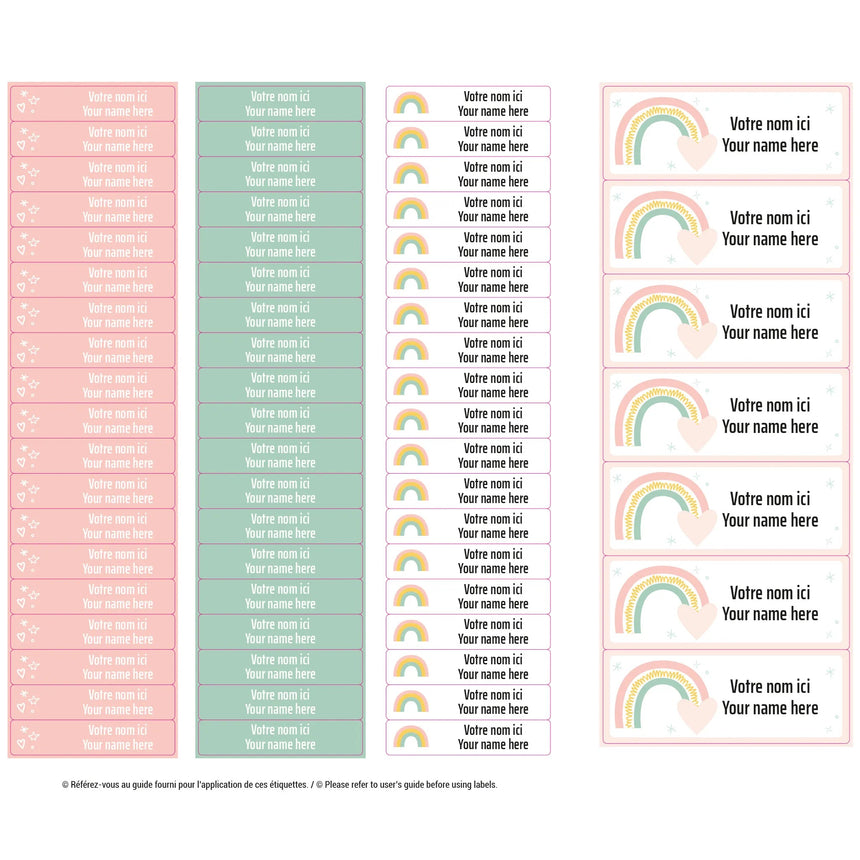 Étiquettes Essentiel - Arcs-en-ciel Rose-Clement - Impressions-LAB-ECNOM-ARCR-CLÉMENT