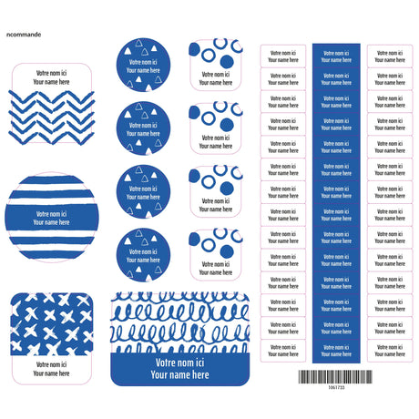 Étiquettes Essentiel - Motifs bleus-Clement - Impressions-LAB-ECNOM-BLEU-CLÉMENT