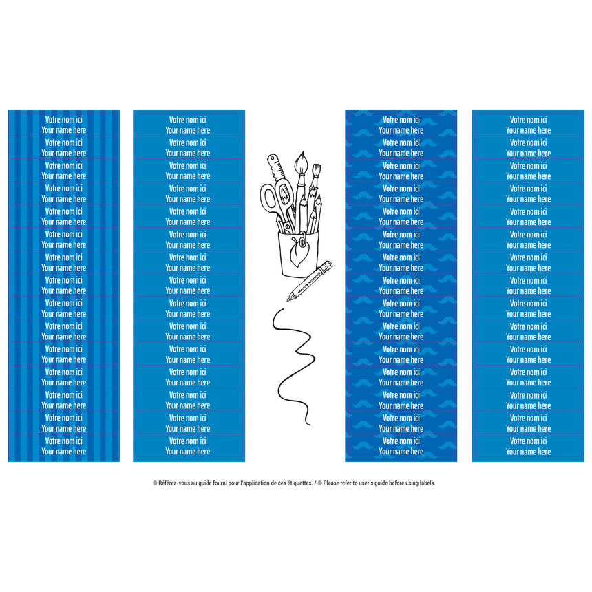 Étiquettes Essentiel - Scolaire bleue-Clement - Impressions-LAB-ECNOM-ECOLEB-CLÉMENT