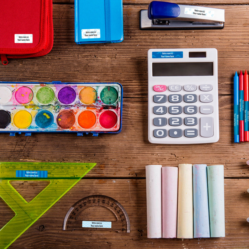 Étiquettes Essentiel - Scolaire bleue-Clement - Impressions-LAB-ECNOM-ECOLEB-CLÉMENT
