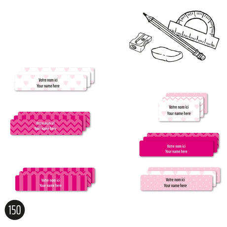 Étiquettes Essentiel - Scolaire rose-Clement - Impressions-LAB-ECNOM-ECOLER-CLÉMENT