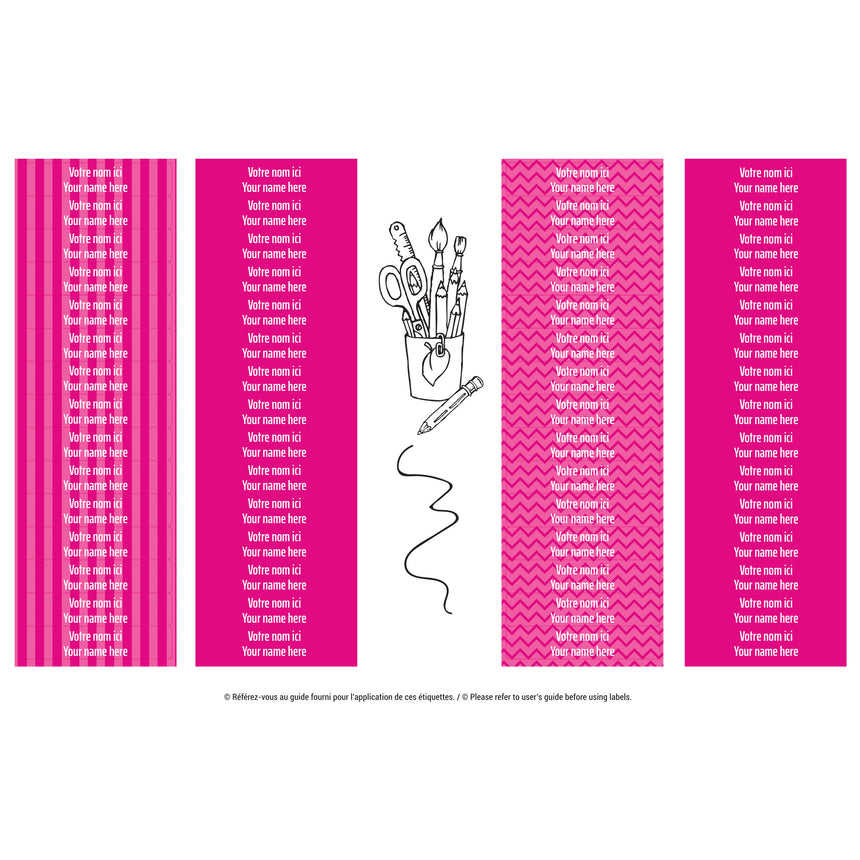 Étiquettes Essentiel - Scolaire rose-Clement - Impressions-LAB-ECNOM-ECOLER-CLÉMENT