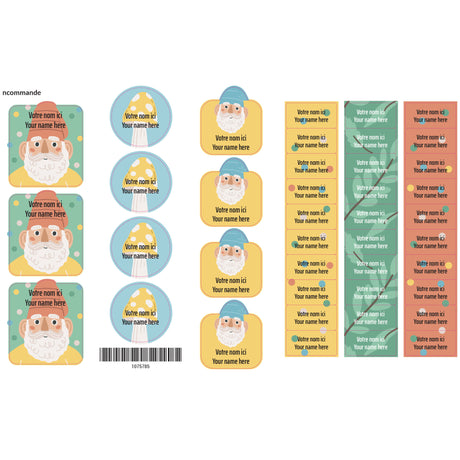 Étiquettes Garderie - Gnomes-Clement - Impressions-LAB-ECNOM-G-GNOM-CLÉMENT