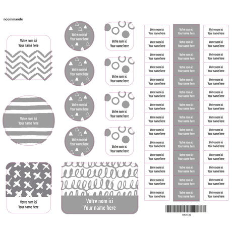 Étiquettes Essentiel - Motifs gris-Clement - Impressions-LAB-ECNOM-GRIS-CLÉMENT