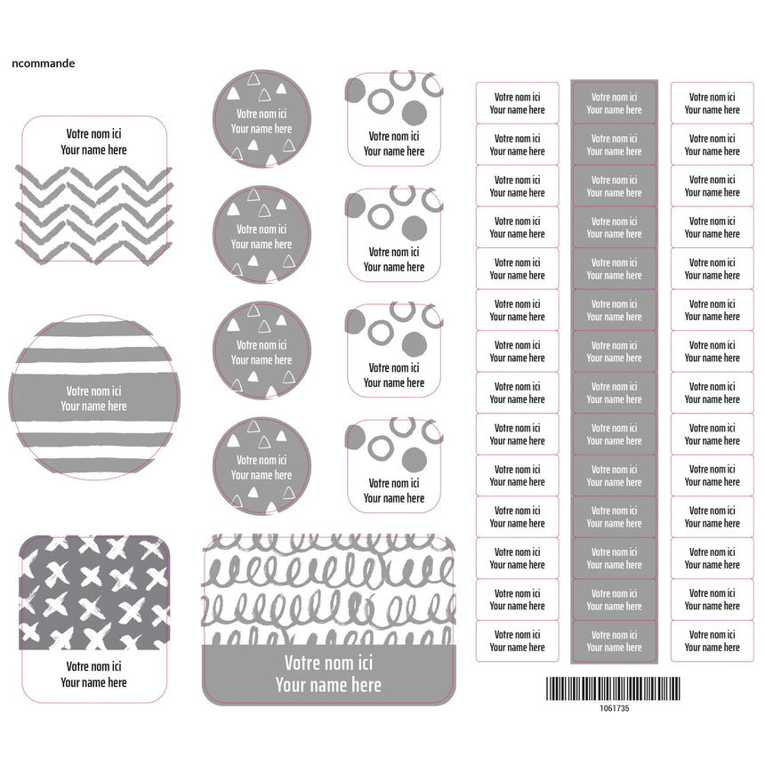 Étiquettes Essentiel - Motifs gris-Clement - Impressions-LAB-ECNOM-GRIS-CLÉMENT