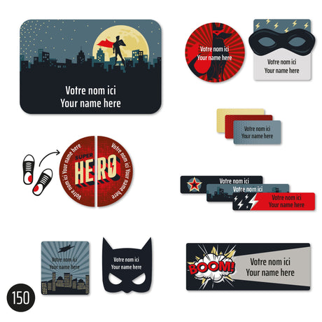 Étiquettes Essentiel - Super-héros-Clement - Impressions-LAB-ECNOM-HEROS-CLÉMENT