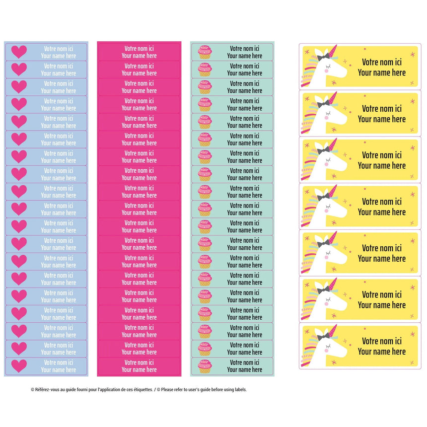 Étiquettes Essentiel - Licorne-Clement - Impressions-LAB-ECNOM-LICORN-CLÉMENT