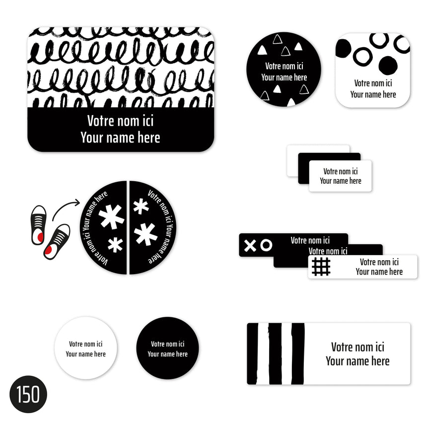 Étiquettes Essentiel - Motifs noirs-Clement - Impressions-LAB-ECNOM-NOIR-CLÉMENT