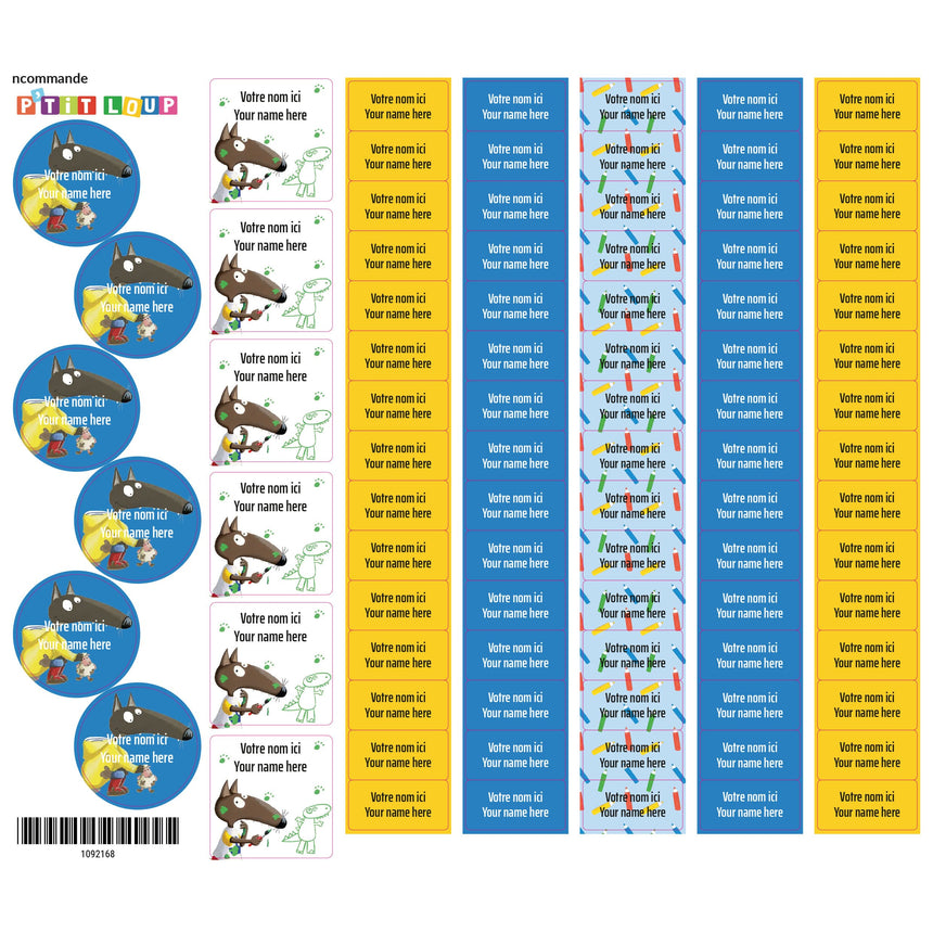 Étiquettes Scolaire - P'tit Loup-Clement - Impressions-LAB-ECNOM-S-LOUP-CLÉMENT
