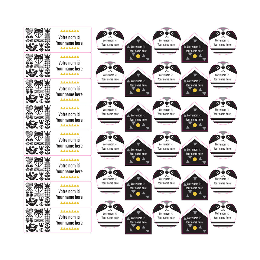 Étiquettes Scolaire - Scandinave-Clement - Impressions-LAB-ECNOM-S-SCAN-CLÉMENT