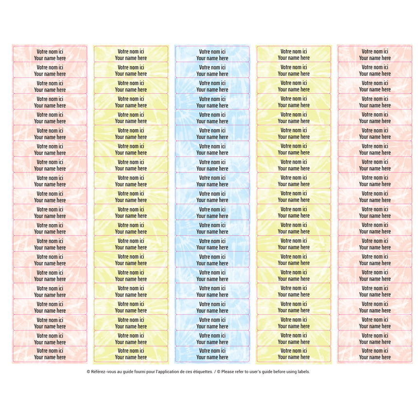 Étiquettes Scolaire - Tie-Dye 2-Clement - Impressions-LAB-ECNOM-S-TIE2-CLÉMENT