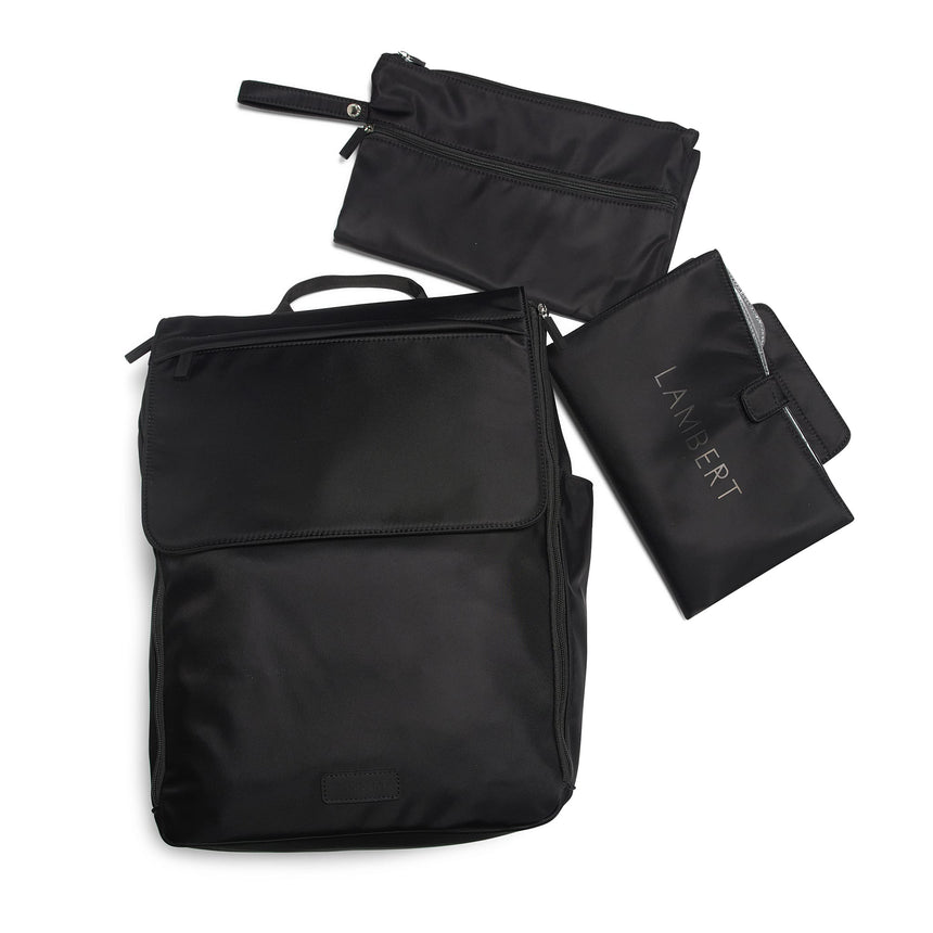 Sac à dos maternité Kendall en nylon - Noir-Lambert-LBT-KENDALLBLKNY-CLÉMENT