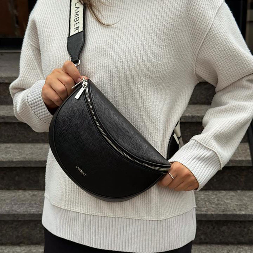 Sac banane Lauren en cuir vegan - Noir-Lambert-LBT-LAURENBLKPB-CLÉMENT