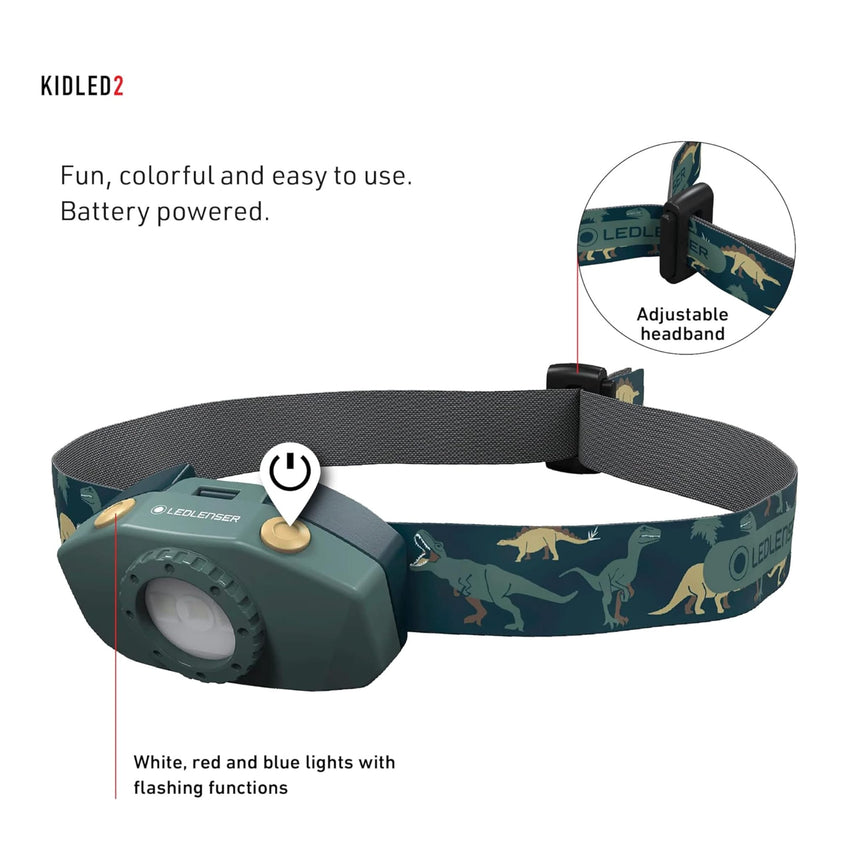 Lampe Frontale Kidled2 - Dinosaur Vert-Ledlenser-LED-502537-CLÉMENT