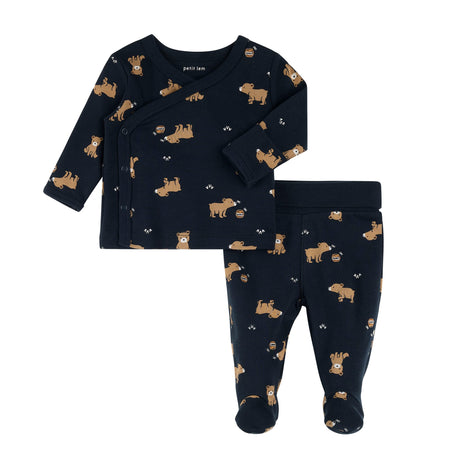 Ensemble Pantalon Ours 0-9mois-Petit Lem-Marine-Nouveau-né-LEM-23YRL10504-CLÉMENT