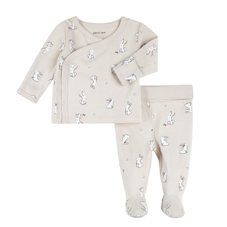 Ensemble Pantalon Lapins 0-9mois-Petit Lem-Beige-Nouveau-né-LEM-23YRL12500-CLÉMENT
