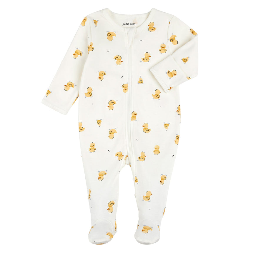 Pyjama Canards 0-12mois-Petit Lem-Ivoire-Nouveau-né-LEM-24YRL20P01-CLÉMENT