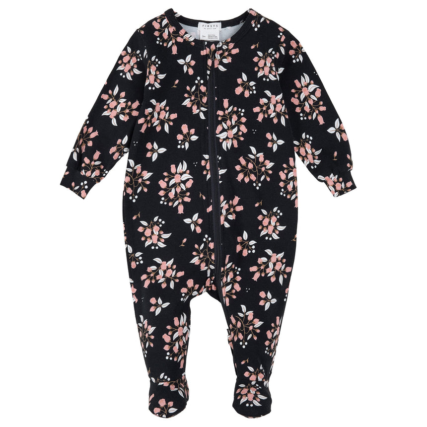 Pyjama Modal Fleurs 0-24mois-Petit Lem-Noir-0 m-LEM-26FRS25P51B-CLÉMENT