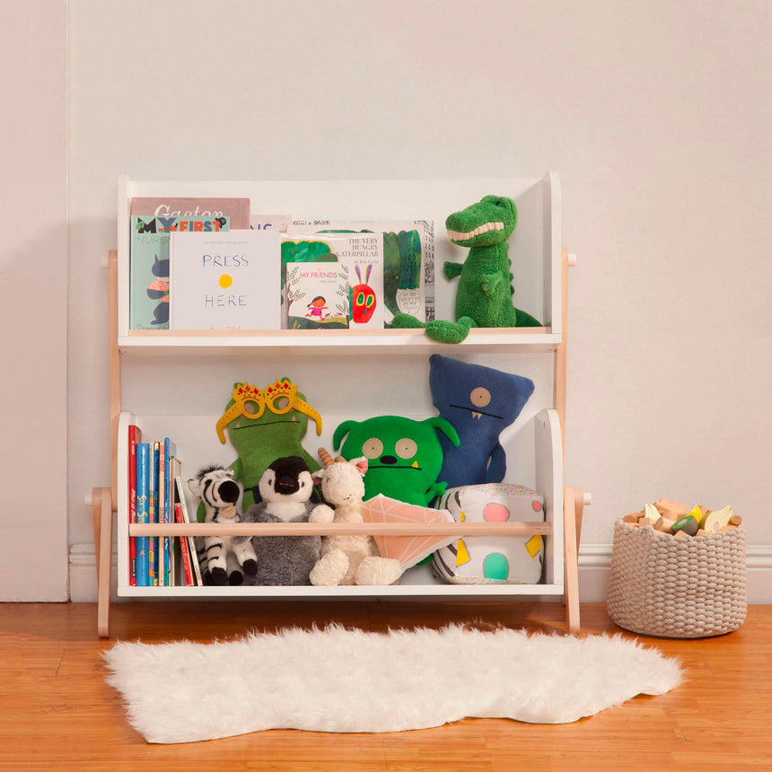 Bibliothèque Étagère Tally - Blanc / Naturel Lavé-Babyletto-LET-M10611WNX-CLÉMENT
