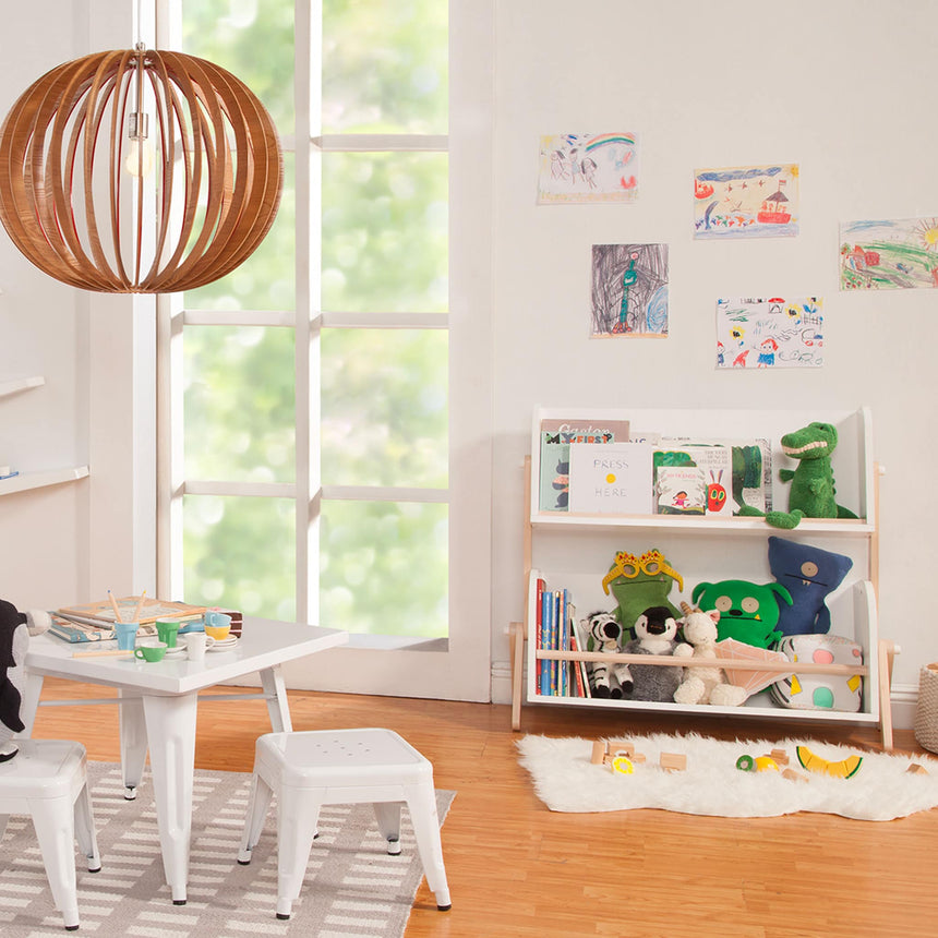 Bibliothèque Étagère Tally - Blanc / Naturel Lavé-Babyletto-LET-M10611WNX-CLÉMENT