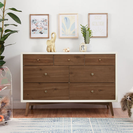 Commode 7 Tiroirs Palma - Blanc Chaud / Noyer-Babyletto-LET-M15916RWNL-CLÉMENT