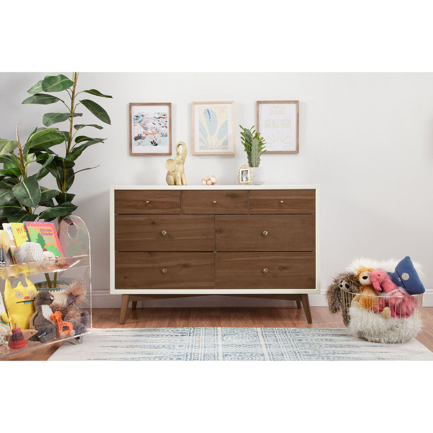 Commode 7 Tiroirs Palma - Blanc Chaud / Noyer-Babyletto-LET-M15916RWNL-CLÉMENT