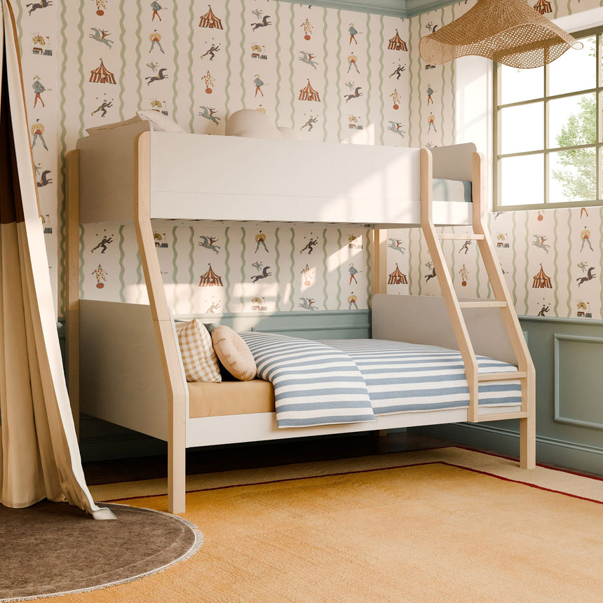 Lit Superposé TipToe Simple sur Double – Blanc et Naturel Lavé-Babyletto-LET-M18495WNX-CLÉMENT