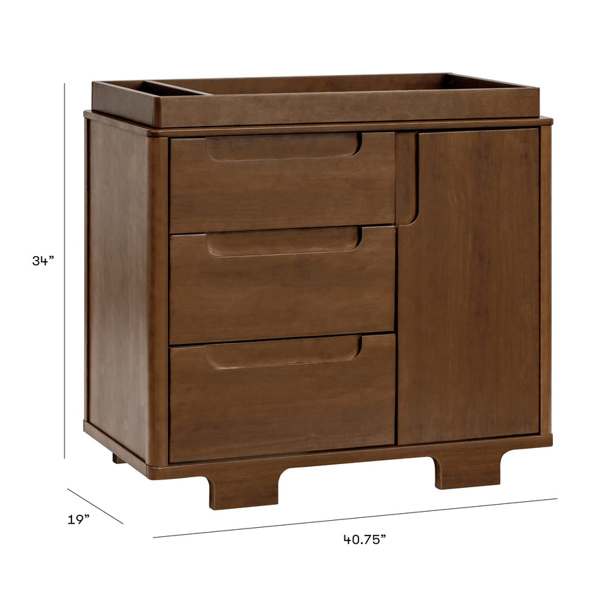 Meuble à Langer 3-Tiroirs Yuzu - Naturel Noyer-Babyletto-LET-M23423NL-CLÉMENT