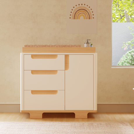 Meuble à Langer 3-Tiroirs Yuzu - Blanc / Naturel-Babyletto-LET-M23423WN-CLÉMENT