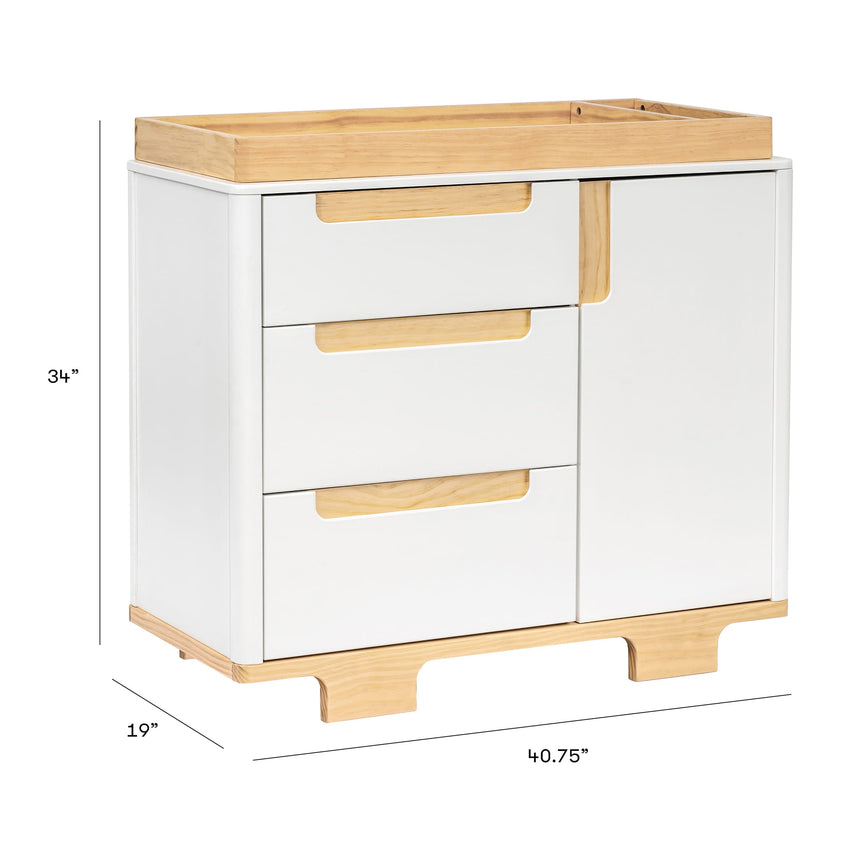 Meuble à Langer 3-Tiroirs Yuzu - Blanc / Naturel-Babyletto-LET-M23423WN-CLÉMENT