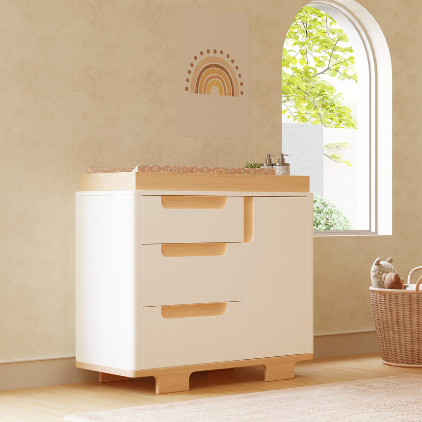 Meuble à Langer 3-Tiroirs Yuzu - Blanc / Naturel-Babyletto-LET-M23423WN-CLÉMENT