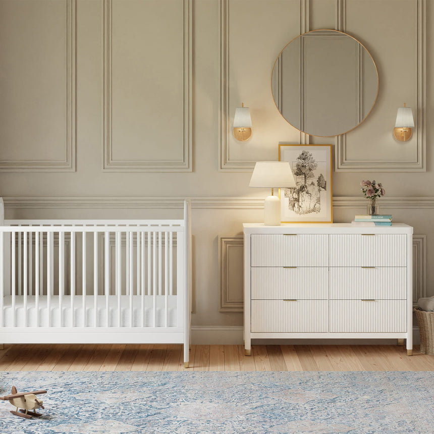 Commode 6 tiroirs Brimsley Tambour - Blanc Chaud-Namesake-LET-M26716RW-CLÉMENT