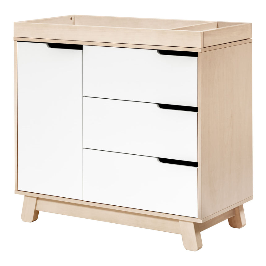 Meuble à Langer à 3 Tiroirs Hudson avec Plateau Amovible - Naturel Lavé / Blanc-Babyletto-LET-M4223NXW-CLÉMENT