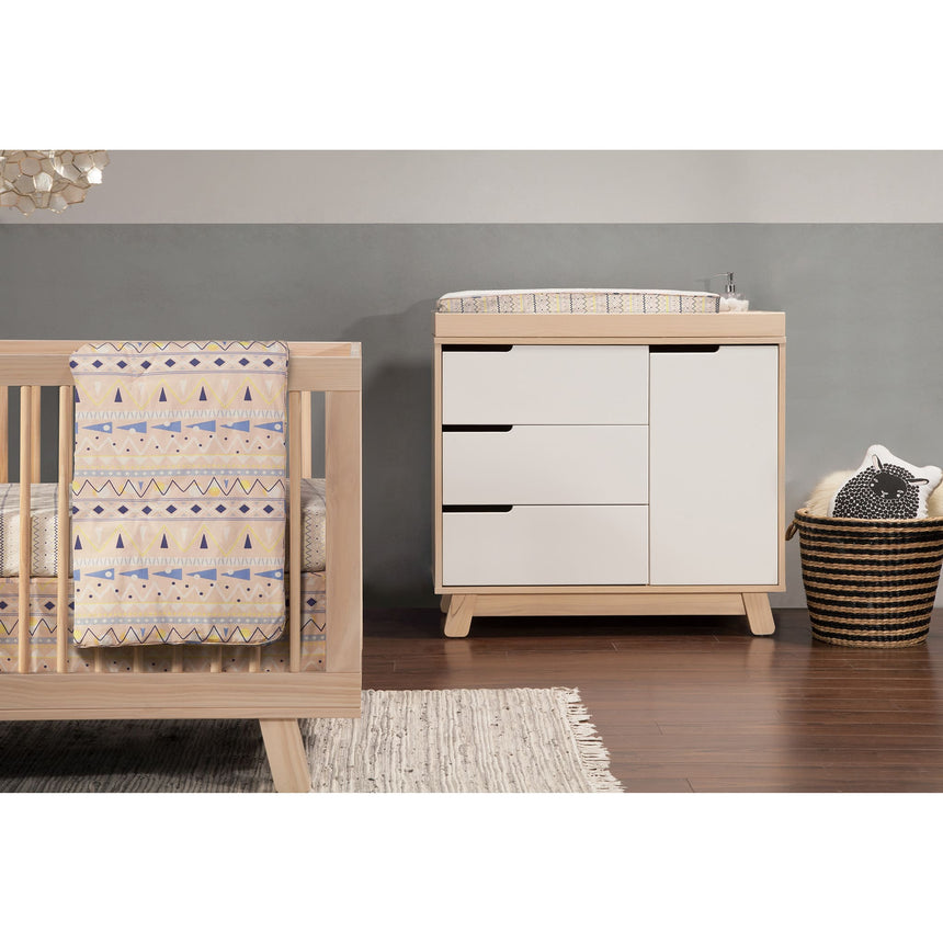 Meuble à Langer à 3 Tiroirs Hudson avec Plateau Amovible - Naturel Lavé / Blanc-Babyletto-LET-M4223NXW-CLÉMENT