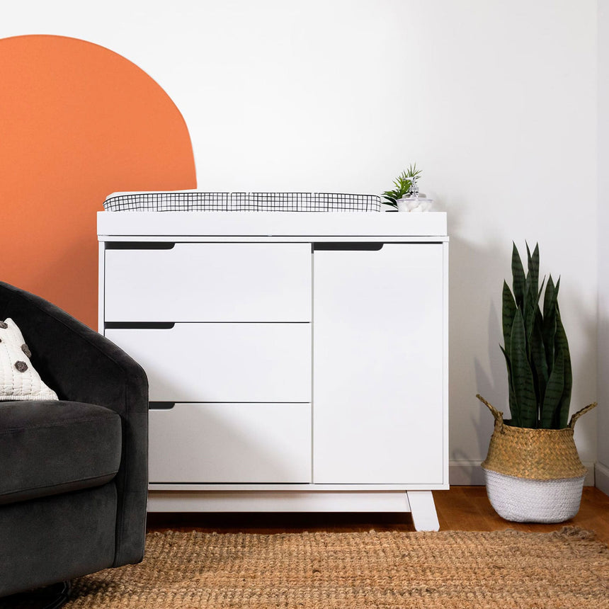 Meuble à Langer à 3 Tiroirs Hudson avec Plateau Amovible - Blanc-Babyletto-LET-M4223W-CLÉMENT