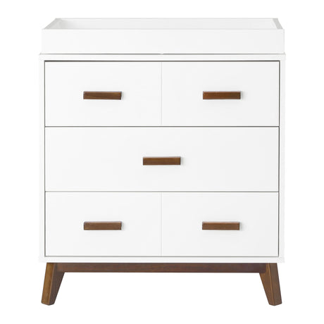 Meuble à Langer 3 Tiroirs Scoot - Blanc / Noyer-Babyletto-LET-M5823WNL-CLÉMENT