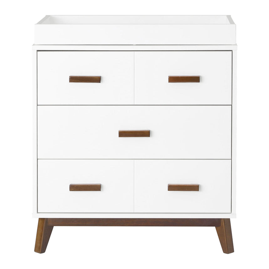 Meuble à Langer 3 Tiroirs Scoot - Blanc / Noyer-Babyletto-LET-M5823WNL-CLÉMENT