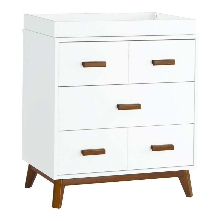Meuble à Langer 3 Tiroirs Scoot - Blanc / Noyer-Babyletto-LET-M5823WNL-CLÉMENT