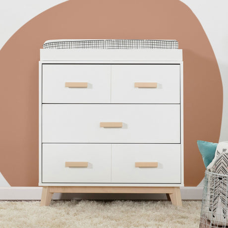 Meuble à Langer 3 Tiroirs Scoot - Blanc / Naturel Lavé-Babyletto-LET-M5823WNX-CLÉMENT