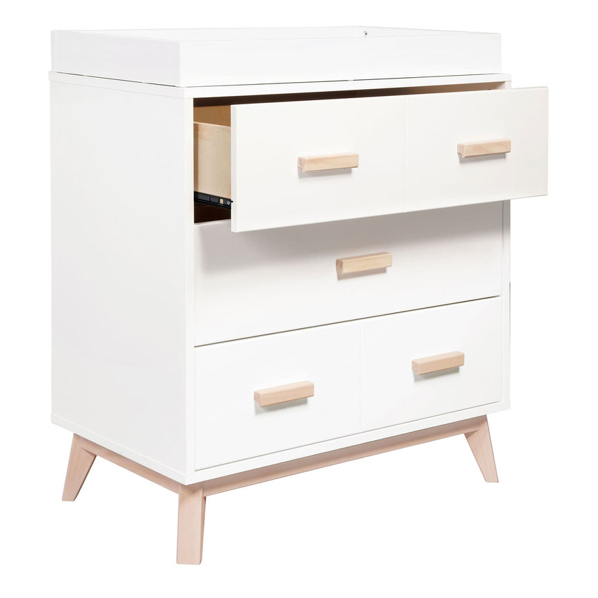Meuble à Langer 3 Tiroirs Scoot - Blanc / Naturel Lavé-Babyletto-LET-M5823WNX-CLÉMENT