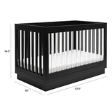 Couchette Convertible 3 en 1 Harlow - Noir-Babyletto-LET-M8601KB-CLÉMENT
