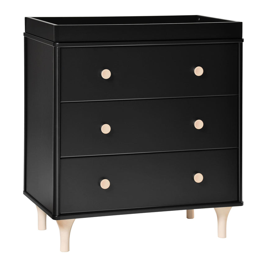 Meuble à Langer 3 Tiroirs avec Plateau Amovible Lolly - Noir / Naturel Lavé-Babyletto-LET-M9023BNX-CLÉMENT