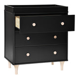 Meuble à Langer 3 Tiroirs avec Plateau Amovible Lolly - Noir / Naturel Lavé-Babyletto-LET-M9023BNX-CLÉMENT