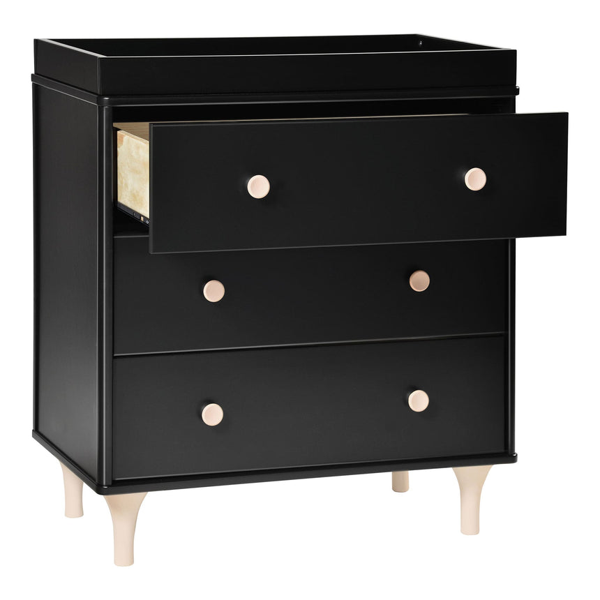 Meuble à Langer 3 Tiroirs avec Plateau Amovible Lolly - Noir / Naturel Lavé-Babyletto-LET-M9023BNX-CLÉMENT