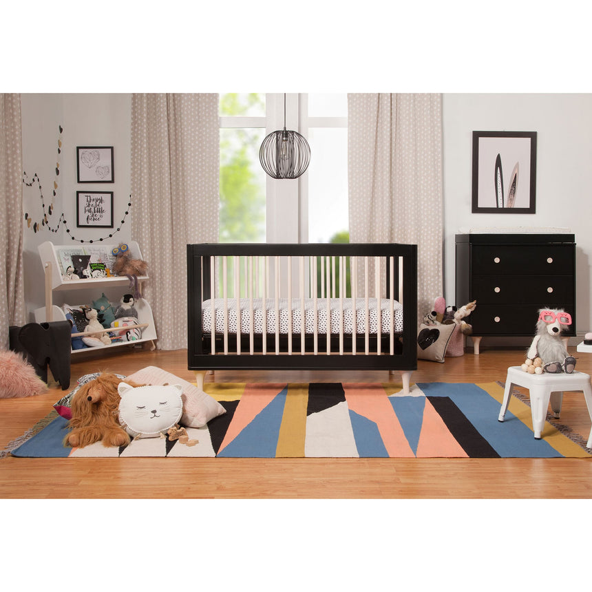 Meuble à Langer 3 Tiroirs avec Plateau Amovible Lolly - Noir / Naturel Lavé-Babyletto-LET-M9023BNX-CLÉMENT
