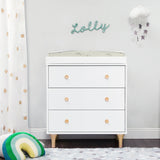 Meuble à Langer 3 Tiroirs avec Plateau Amovible Lolly - Blanc / Naturel-Babyletto-LET-M9023WN-CLÉMENT