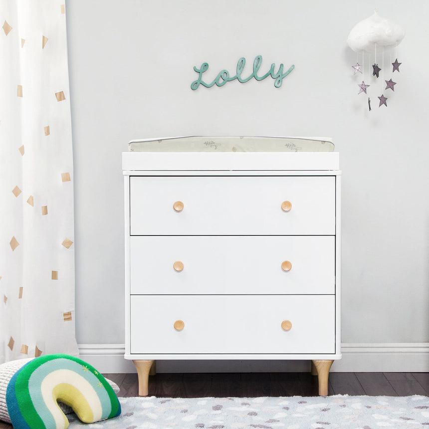 Meuble à Langer 3 Tiroirs avec Plateau Amovible Lolly - Blanc / Naturel-Babyletto-LET-M9023WN-CLÉMENT