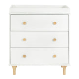 Meuble à Langer 3 Tiroirs avec Plateau Amovible Lolly - Blanc / Naturel-Babyletto-LET-M9023WN-CLÉMENT