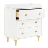 Meuble à Langer 3 Tiroirs avec Plateau Amovible Lolly - Blanc / Naturel-Babyletto-LET-M9023WN-CLÉMENT