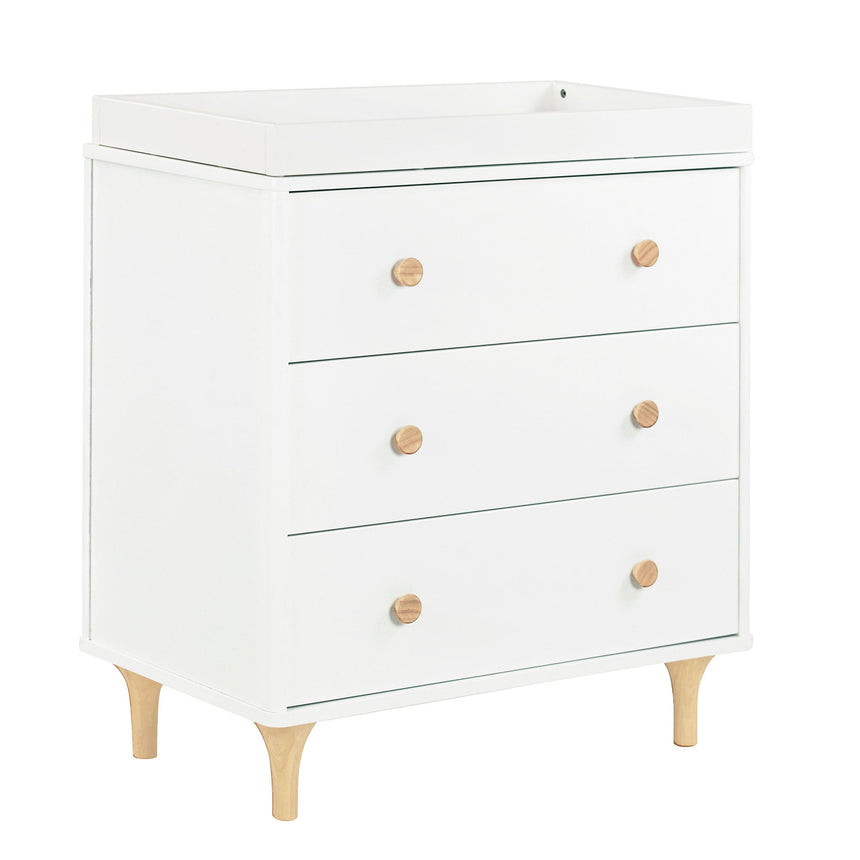 Meuble à Langer 3 Tiroirs avec Plateau Amovible Lolly - Blanc / Naturel-Babyletto-LET-M9023WN-CLÉMENT